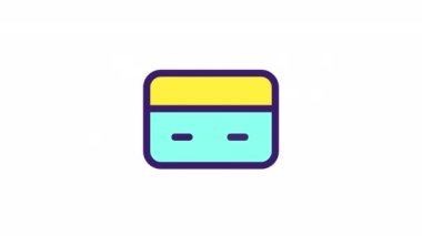 Animasyon banka kartı rengi ui simgesi seti. Elektronik para. Finans ve bankacılık. Şeffaf arkaplanda alfa kanalı olan kusursuz HD video. Basit doldurulmuş RGB resim çizelgesi canlandırması