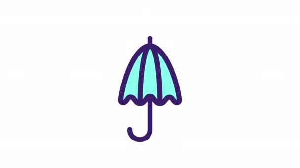 Parapluie Animé Couleur Icône Protection Financière Assurance Couverture Boucle Transparente — Video