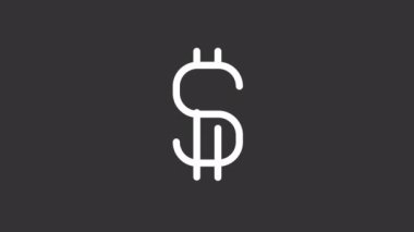 Canlandırılmış dolar beyaz çizgi ui ikonu. Para ve para. Şeffaf arkaplanda alfa kanalı olan kusursuz HD video. Gece modu için izole edilmiş kullanıcı arayüzü hareketli grafik tasarımı