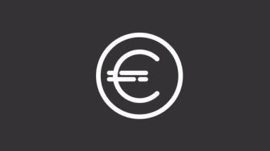 Animasyon eurocent beyaz çizgi ui simgesi. Para için. Döviz bürosu. Şeffaf arkaplanda alfa kanalı olan kusursuz HD video. Gece modu için izole edilmiş kullanıcı arayüzü hareketli grafik tasarımı
