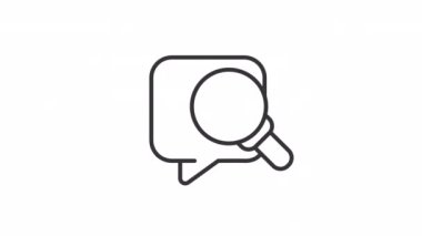 Animasyon araştırma doğrusal simgesi. Bilgi arıyorum. Soru işareti ve büyüteç. Şeffaf arkaplanda alfa kanalı olan kusursuz HD video. Taslak hareketli grafik canlandırması