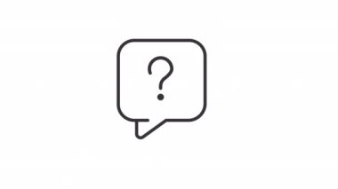 Canlandırılmış sıcak soru doğrusal simgesi. Acil problem çözme. Konuşma balonunda ısrarcı istek. Şeffaf arkaplanda alfa kanalı olan kusursuz HD video. Taslak hareketli grafik canlandırması