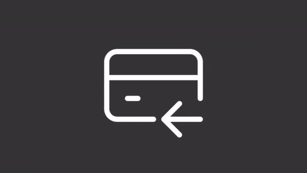 Анімована Піктограма Cashback Білої Лінії Операція Кредитними Картками Безшовний Цикл — стокове відео