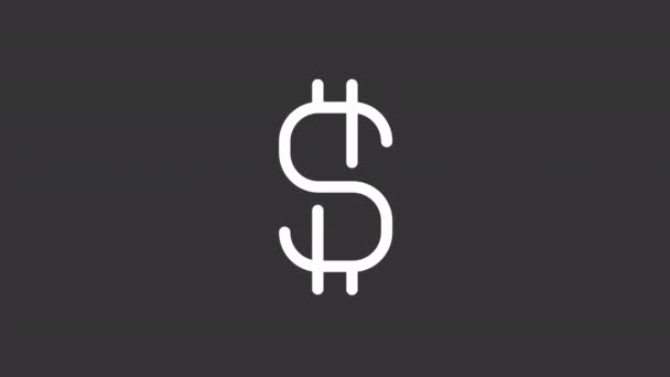 Animated Currency White Line Icon Money Exchange Capital Seamless Loop — Stock Video