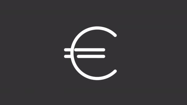 动画的欧元白线Ui图标 欧洲货币 经济学 无缝隙循环高清视频与透明背景的阿尔法通道 夜间模式独立用户界面符号运动图形设计 — 图库视频影像