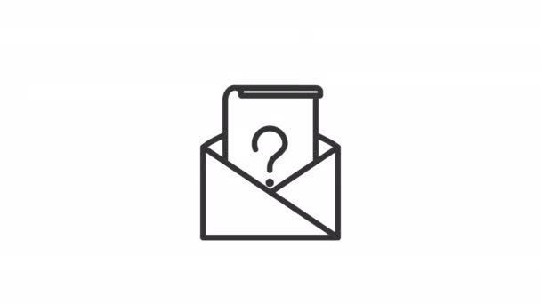 Линейный Значок Анимированного Почтового Опроса Письмо Конверте Вопросительным Знаком Отправленная — стоковое видео