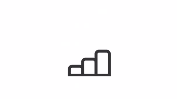 Линейный Значок Анимационных Столбцов Вертикальная Диаграмма Финансовая Отчетность Денежный Поток — стоковое видео