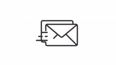 Animasyon harfi doğrusal simgesi. Elektronik posta. Posta servisi. Yazışmalar. Zarf. Şeffaf arkaplanda alfa kanalı olan kusursuz HD video. Taslak hareketli grafik canlandırması