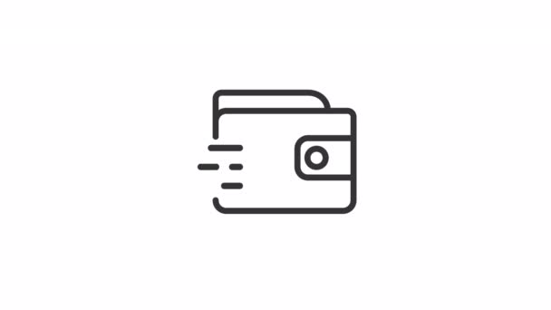 Geanimeerde Portemonnee Lineair Pictogram Elektronische Betaling Financiële Operatie Aankoop Naadloze — Stockvideo
