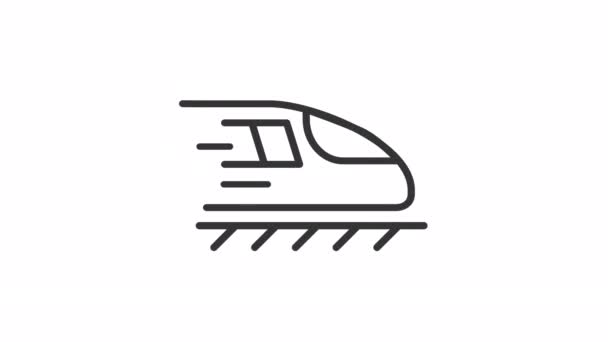 Geanimeerde Trein Lineair Pictogram Spoorweg Personen Goederenvervoer Openbaar Vervoer Naadloze — Stockvideo