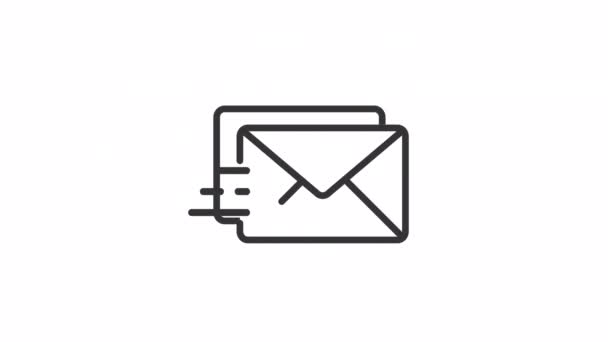 Ícone Linear Letras Animadas Correio Electrónico Serviço Postal Correspondência Envelope — Vídeo de Stock