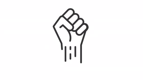 Icona Lineare Pugno Animato Simbolo Protesta Resistenza Solidarietà Politica Loop — Video Stock