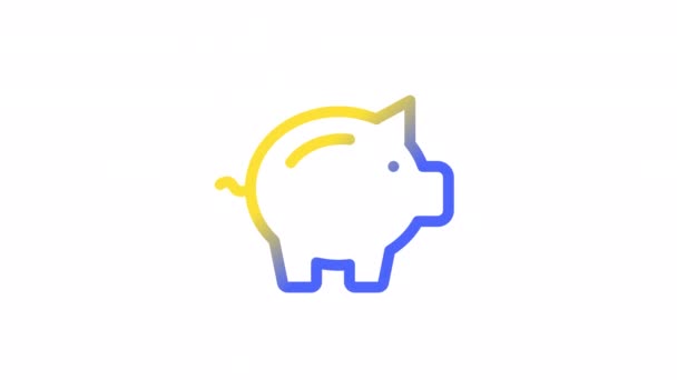 Піктограма Анімованого Градієнта Збереження Свинячий Банк Монета Безшовний Цикл Відео — стокове відео