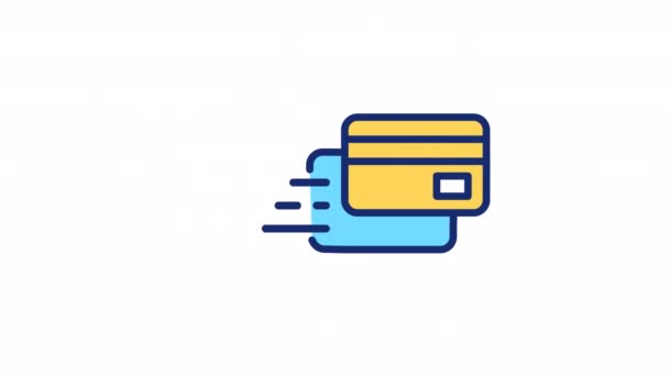 Animowana Ikona Koloru Karty Kredytowej Pieniądze Elektroniczne Transakcja Finansowa Zapłata — Wideo stockowe