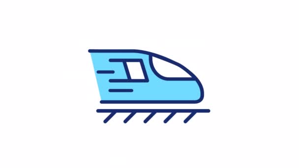Icono Animado Color Tren Carretera Ferroviaria Transporte Pasajeros Carga Inconsútil — Vídeos de Stock