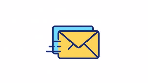 Ícone Cor Carta Animado Correio Electrónico Serviço Postal Correspondência Envelope — Vídeo de Stock