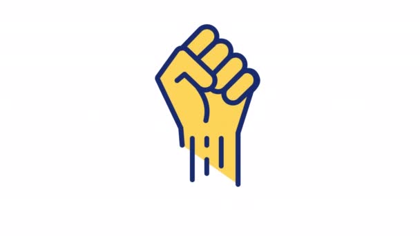Піктограма Кольору Анімованого Кулака Символ Протесту Опору Політична Солідарність Безшовний — стокове відео