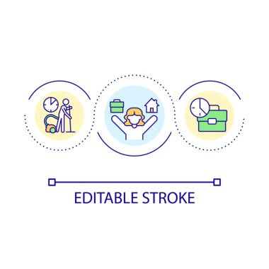 Aynı anda birden fazla görev döngüsü konsept simgesini uygula. Uzaktan kumanda. Ev tabanlı iş avantajı soyut fikir ince çizgi çizimi. İzole bir taslak çizim. Düzenlenebilir felç. Kullanılan Arial yazı tipi