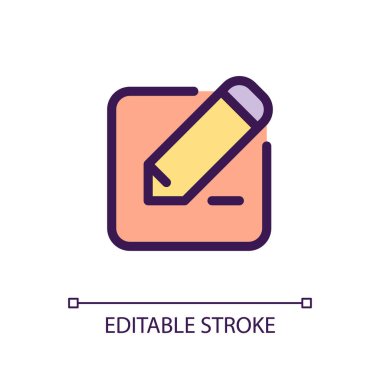 Metin pikselini düzenle mükemmel RGB renk ui simgesi. Mesaj yaz. Belge düzenleme. Basit doldurulmuş çizgi ögesi. Mobil uygulama için UX tasarımı. Vektör izole görüntü grafiği. Düzenlenebilir felç. Kullanılan Arial yazı tipi