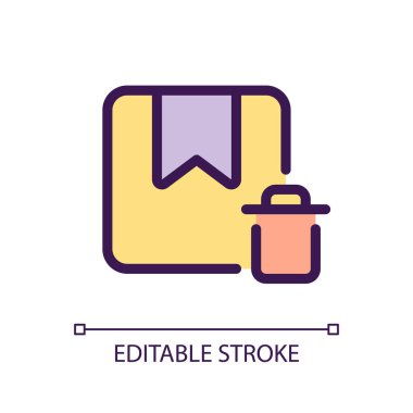 Sipariş piksel mükemmel RGB renk ui simgesini sil. Paket teslimatını iptal et. Basit doldurulmuş çizgi ögesi. Mobil uygulama için UX tasarımı. Vektör izole görüntü grafiği. Düzenlenebilir felç. Kullanılan Arial yazı tipi