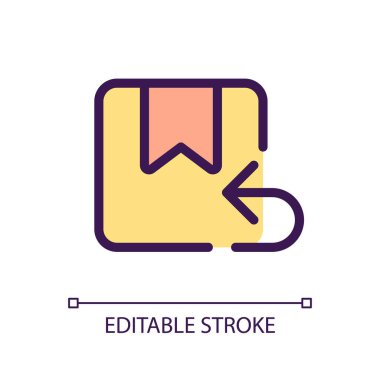 Paket pikselini geri getir. Mükemmel RGB renk ui simgesi. Posta idaresi. Basit doldurulmuş çizgi ögesi. Mobil uygulama için UX tasarımı. Vektör izole görüntü grafiği. Düzenlenebilir felç. Kullanılan Arial yazı tipi