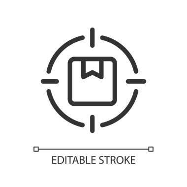 Parsel piksele odaklan mükemmel doğrusal ui simgesi. Öncelikli paket. Posta servisi. GUI, UX tasarımı. Uygulama ve web için izole edilmiş kullanıcı arayüzü ögesi. Düzenlenebilir felç. Kullanılan Arial yazı tipi