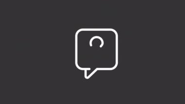 Canlandırılmış yardım beyaz çizgi simgesi isteyin. Kafa karıştırıcı işaretli konuşma balonu. Cevabı ara. Şeffaf arkaplanda alfa kanalı olan kusursuz HD video. Gece kipi için hareketli grafik tasarımı