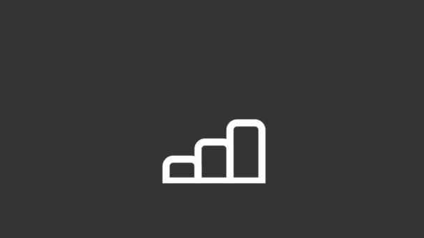 Анимированная Полоса Отображает Белую Иконку Вертикальная Диаграмма Финансовая Отчетность Денежный — стоковое видео