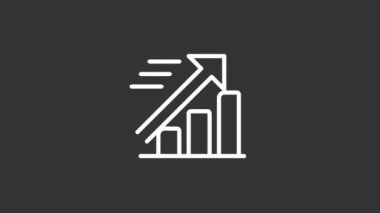 Hızlı büyüyen beyaz çizgi simgesi. Hızlı iş ilerlemesi. Finansal gelişme. Şeffaf arkaplanda alfa kanalı olan kusursuz HD video. Gece kipi için hareketli grafik tasarımı