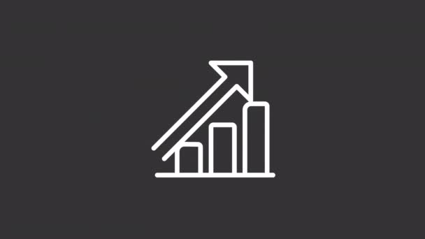 Geanimeerde Statistieken Witte Lijn Pictogram Bedrijfsontwikkeling Financiële Vooruitgang Naadloze Lus — Stockvideo