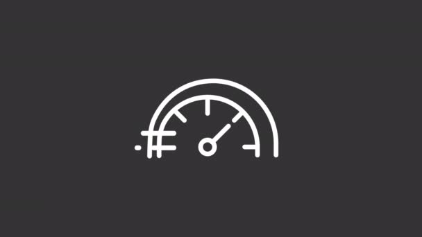 Ícone Linha Branca Velocímetro Animado Velocidade Veículo Aceleração Calibre Automóvel — Vídeo de Stock