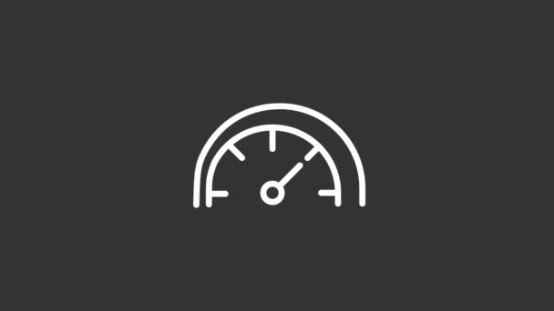 Анимированный Значок Белой Линии Измерителя Скорости Измерение Скорости Автомобиля Быстрое — стоковое видео