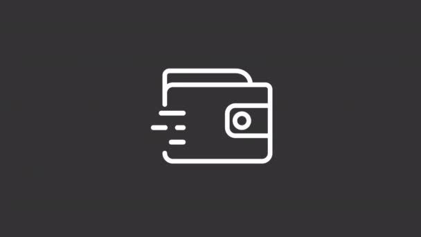 Animated Wallet White Line Icon Электронный Платеж Финансовая Операция Покупка — стоковое видео