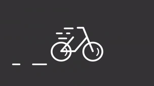 Ícone Linha Branca Bicicleta Animada Transporte Recreação Actividade Desportiva Veículo — Vídeo de Stock