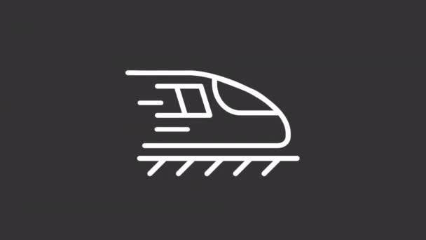 Icono Línea Blanca Tren Animado Carretera Ferroviaria Pasajeros Transporte Carga — Vídeos de Stock
