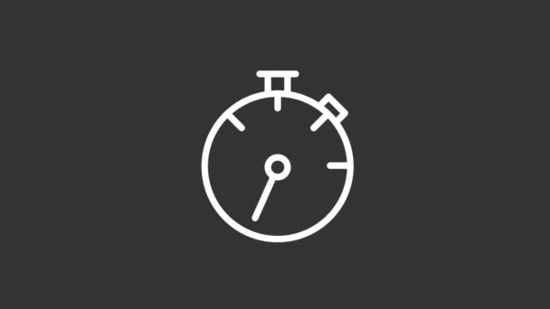 Анимированный Иконка Белой Линии Часового Механизма Инструмент Обратного Отсчета Точное — стоковое видео