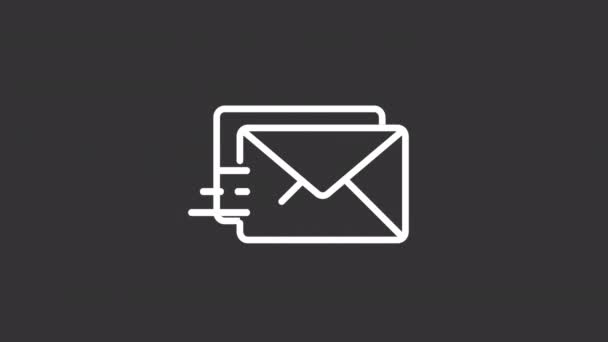 Κινούμενο Εικονίδιο Λευκής Γραμμής Γραμμάτων Ηλεκτρονικό Ταχυδρομείο Ταχυδρομική Υπηρεσία Αλληλογραφία — Αρχείο Βίντεο