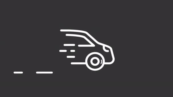 动画车白线图标 燃料和电动汽车 无缝隙循环高清视频与透明背景的阿尔法通道 夜行模式的运动图形设计 — 图库视频影像