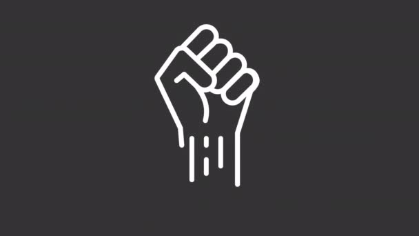 Анимационный Значок Белой Линии Кулака Символ Протеста Сопротивления Политическая Солидарность — стоковое видео