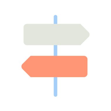 İşaretler farklı yönleri gösteriyor düz renk ui simgesi. GPS navigasyonu. Bir yer ara. Mobil uygulama için basit doldurulmuş öge. Renkli, sağlam bir resim. Vektör izole edilmiş RGB illüstrasyonu