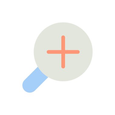 Harita düz renk ui simgesi ile büyüteç. Büyüteç. Metni yakınlaştır. GPS navigasyonu. Mobil uygulama için basit doldurulmuş öge. Renkli, sağlam bir resim. Vektör izole edilmiş RGB illüstrasyonu