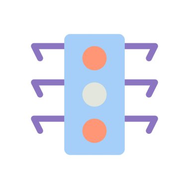 Trafik ışığı düz renk ui simgesi. Kesişme noktası. Yayalar için işaretler. GPS navigasyonu. Mobil uygulama için basit doldurulmuş öge. Renkli, sağlam bir resim. Vektör izole edilmiş RGB illüstrasyonu