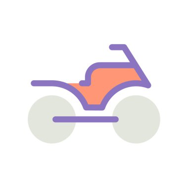 Motosiklet düz renkli ui ikonu. Motosiklet nakli. GPS navigasyonu. Motorlu araç kullanmak. Mobil uygulama için basit doldurulmuş öge. Renkli, sağlam bir resim. Vektör izole edilmiş RGB illüstrasyonu