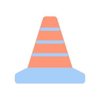 Trafik konisi düz renk ui simgesi. Yol parkı. İnşaat alanı. GPS navigasyonu. Kontrol bölgesi. Mobil uygulama için basit doldurulmuş öge. Renkli, sağlam bir resim. Vektör izole edilmiş RGB illüstrasyonu