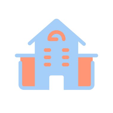 Dairenin konumu düz renk ui simgesi. Okul, üniversite. Kiralık ev. GPS navigasyonu. Mobil uygulama için basit doldurulmuş öge. Renkli, sağlam bir resim. Vektör izole edilmiş RGB illüstrasyonu