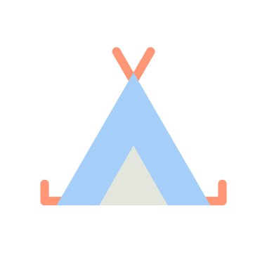 Kamp alanı düz renkli ui simgesi. GPS navigasyonu. Kamp yeri. Haritada bir yer ara. Mobil uygulama için basit doldurulmuş öge. Renkli, sağlam bir resim. Vektör izole edilmiş RGB illüstrasyonu