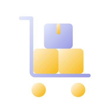 Paketli palet kamyonu düz gradyan iki renkli ui simgesi. Posta lojistiği. Teslimat servisi. Basit bir piktogram. Arayüz, mobil uygulama için UX tasarımı. Vektör izole edilmiş RGB illüstrasyonu