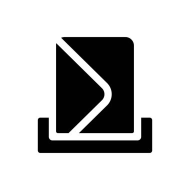 Siyah glyph ui simgesini bırak. Zarf gönder. Hızlı teslimat. Kullanıcı arayüzü tasarımı. Beyaz uzayda siluet sembolü. Ağ ve cep telefonu için sağlam bir resim. İzole vektör illüstrasyonu