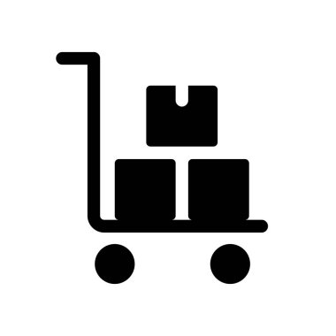 Siyah glyph ui ikonlu palet kamyonu. Depo ekipmanları. Kullanıcı arayüzü tasarımı. Beyaz uzayda siluet sembolü. Ağ ve cep telefonu için sağlam bir resim. İzole vektör illüstrasyonu