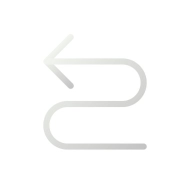 Sol kıvrımlı ok düz gradyan iki renkli ui simgesi. Hedefe ulaşılıyor. Yol tabelası. Rotayı bul. Basit bir piktogram. Arayüz, mobil uygulama için UX tasarımı. Vektör izole edilmiş RGB illüstrasyonu